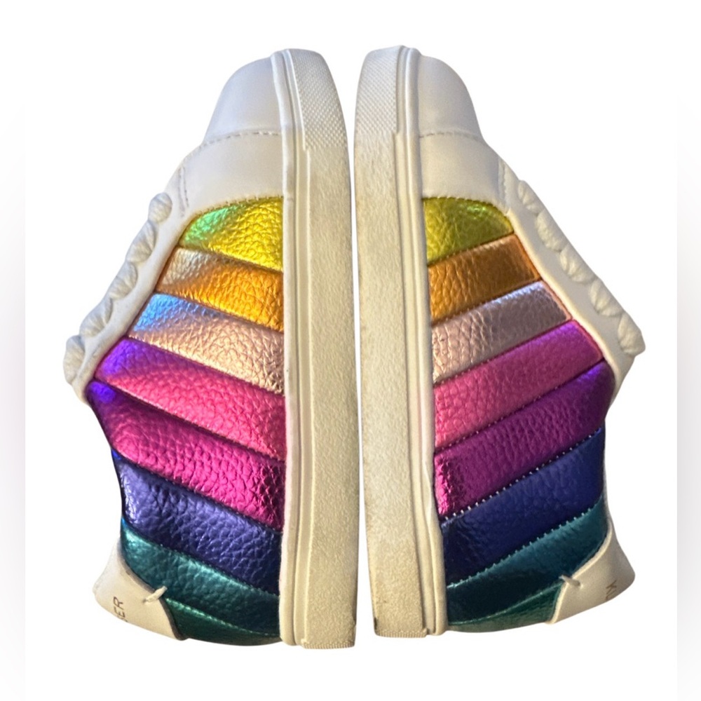 Kurt Geiger Mini Lane Stripe Kid Sneakers 24/8M With Rainbow Stripes - Picture 3 of 8